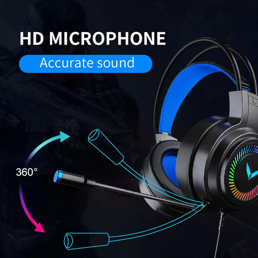 Cuffie Gaming 7.1 Surround Con Microfono Led Per PC Suono Chiaro Pieghevoli Comfort