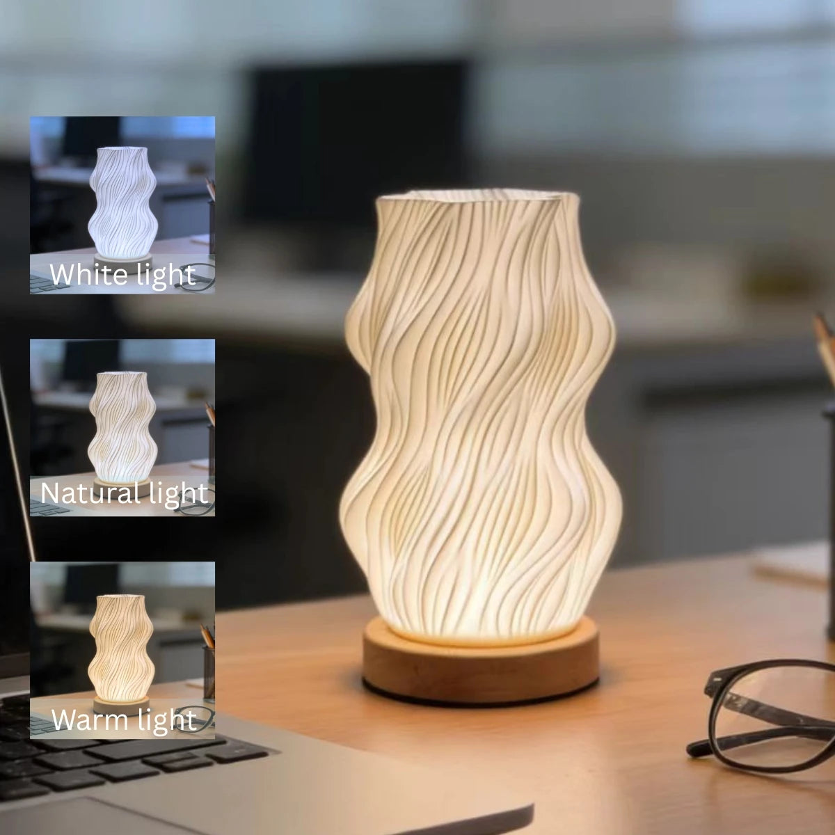 Lampada Da Scrivania Moderna 3D Stampata Con Luce Notturna Dimmerabile USB Per Camera Da Letto e Soggiorno