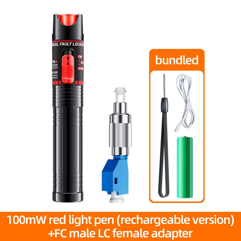 Penna Luce Verde e Rossa In Fibra Ottica Ricaricabile Con Tester 15 mW 30 mW 50 mW 100 mW