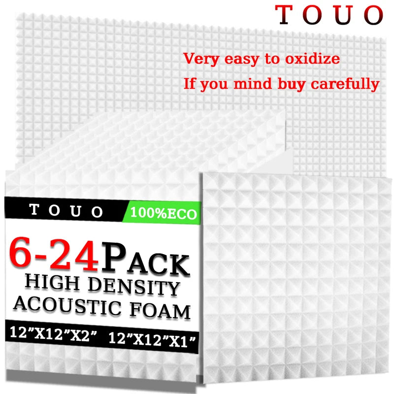 TOUO Schiuma Acustica 6/12/24 Pcs Isolamento Acustico Piramide Pannello Fonoassorbente Home Studio Trattamento Acustico Per La Camera Da Letto