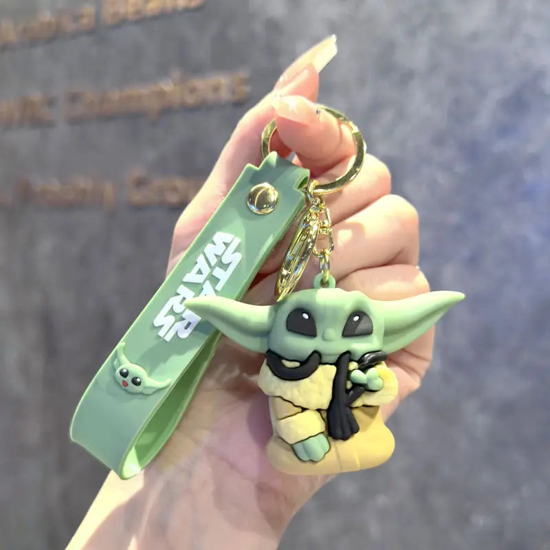 Cartoon Anime Cute Baby Yoda Portachiavi Mandalorian Figura Modello Master Yoda Portachiavi PVC Regalo per bambini