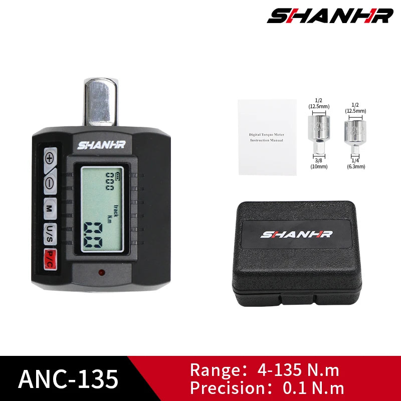 SHANHR Adattatore di coppia digitale da 1/2'', 1/2" 1/4 3/8, set di 3 pezzi di coppia regolabile con set di chiavi dinamometriche adattatore per bici