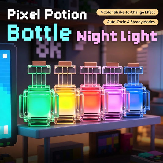 Luce Notturna Ricaricabile a 7 Colori in Design Bottiglia di Medicina Liquida per Camera da Letto