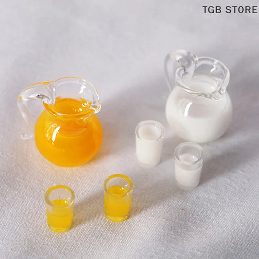 Set Da 3 Mini Caraffe In Vetro Per Succo E Latte Per Casa Delle Bambole Accessori Per Modelli Di Scena