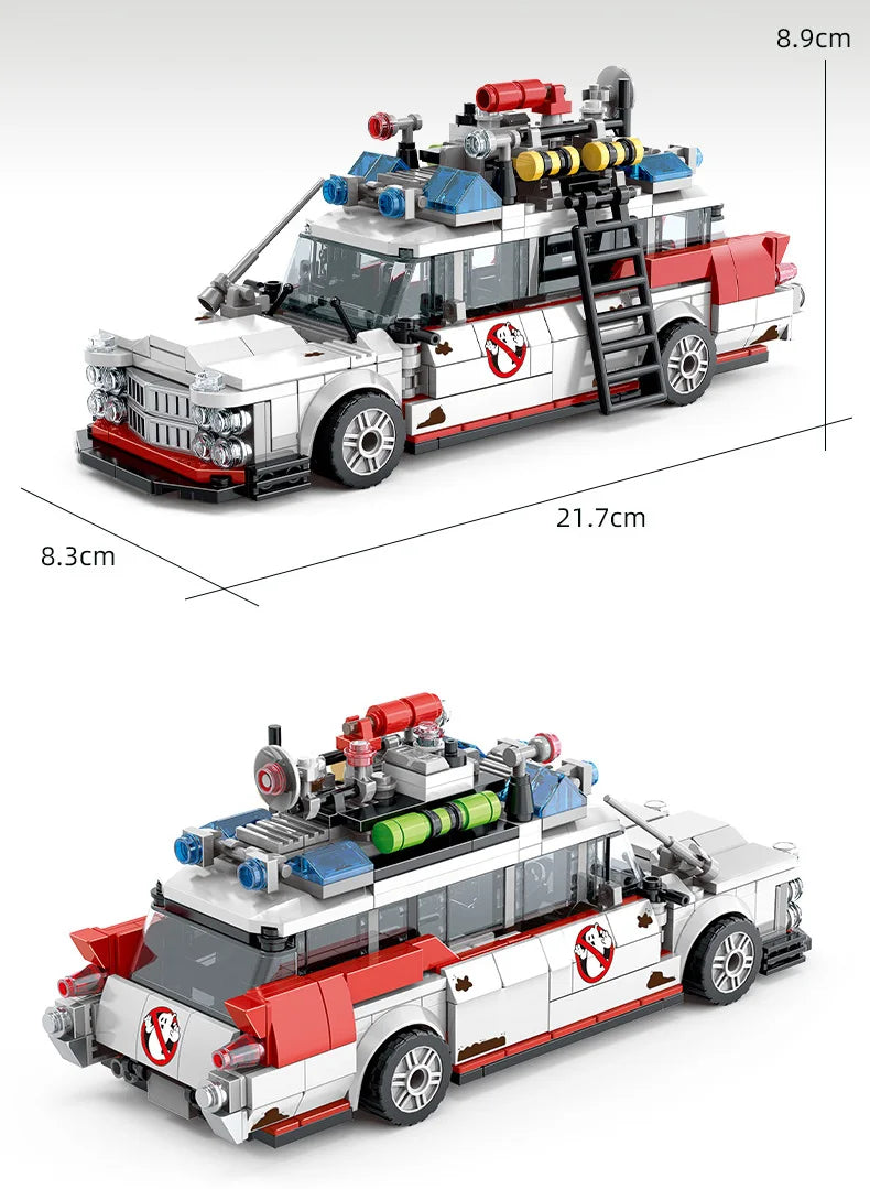 Mini Auto da Corsa Fantasma in Blocchi da Costruzione, 562 Pezzi, Modello MOC, Mattoncini per Auto, Giocattolo Fai-da-Te per Bambini e Adulti, Regalo di Halloween, Natale, Compleanno