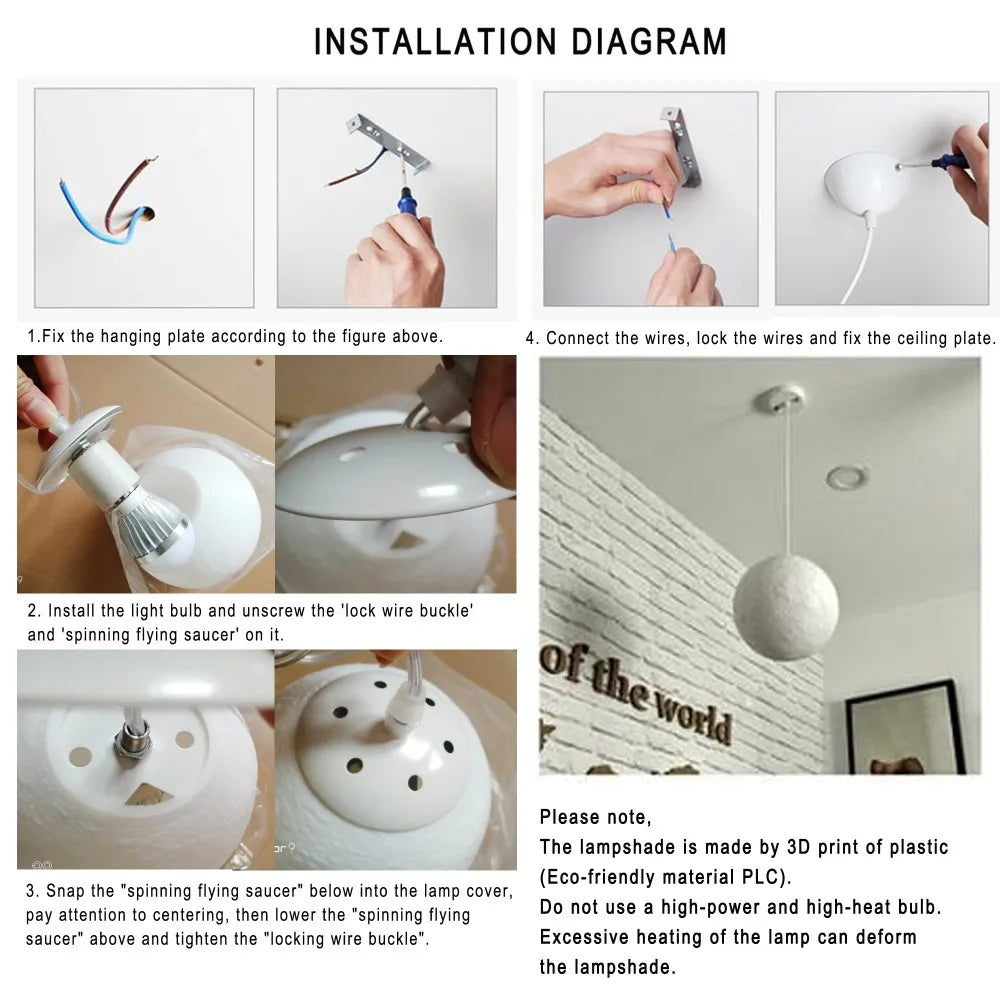 Lampada A Sospensione Forma Di Luna Con Stampa 3D Per Ristorante E Bar Atmosfera Creativa Luce Notturna 110V 220V