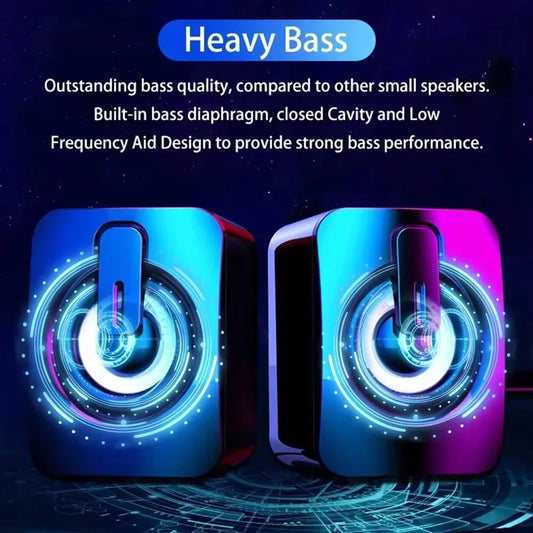 Altoparlanti per Computer, Sound Box PC HIFI Stereo con Microfono e Luce LED per Desktop, Altoparlanti RGB per Gaming con Audio Surround