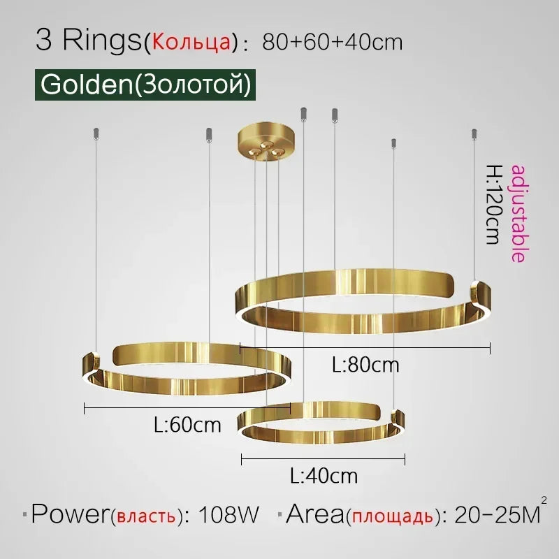 Lampada LED Circolare Sospesa Moderna Oro Rosa Bianco Nero Per Soggiorno E Sala Da Pranzo
