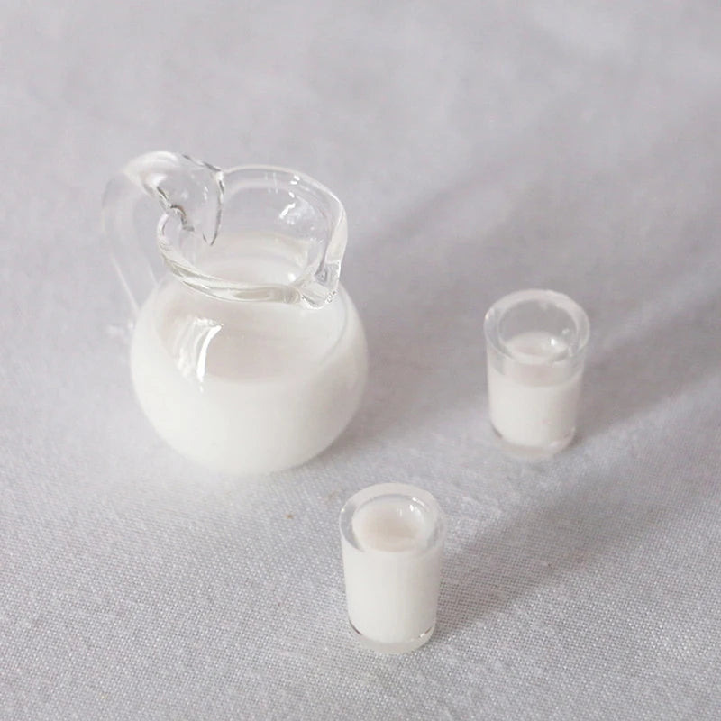 Set Da 3 Mini Caraffe In Vetro Per Succo E Latte Per Casa Delle Bambole Accessori Per Modelli Di Scena