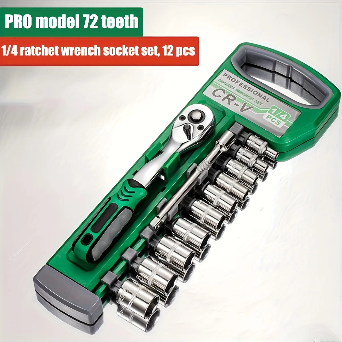 Set Chiavi A Cricchetto 72 Denti 12 Pezzi Con Impugnatura Reversibile Per Manutenzione Auto