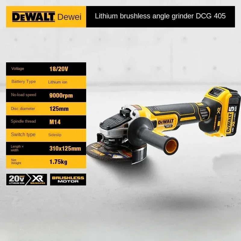 DeWalt Smerigliatrice Angolare 125 Mm DCG405 Testa Piatta Brushless 18V Senza Batteria