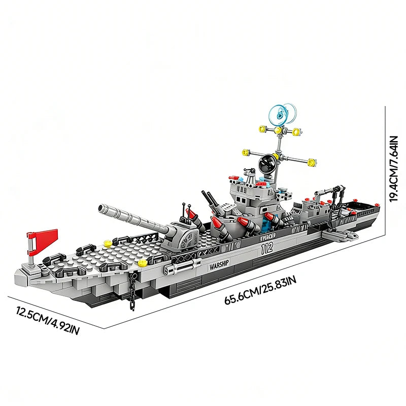 1560pcs 6 IN 1 Military Navy Ship set Building Blocks War Army Boat modello di aereo giocattoli per ragazzi mattoni giocattoli regali di natale