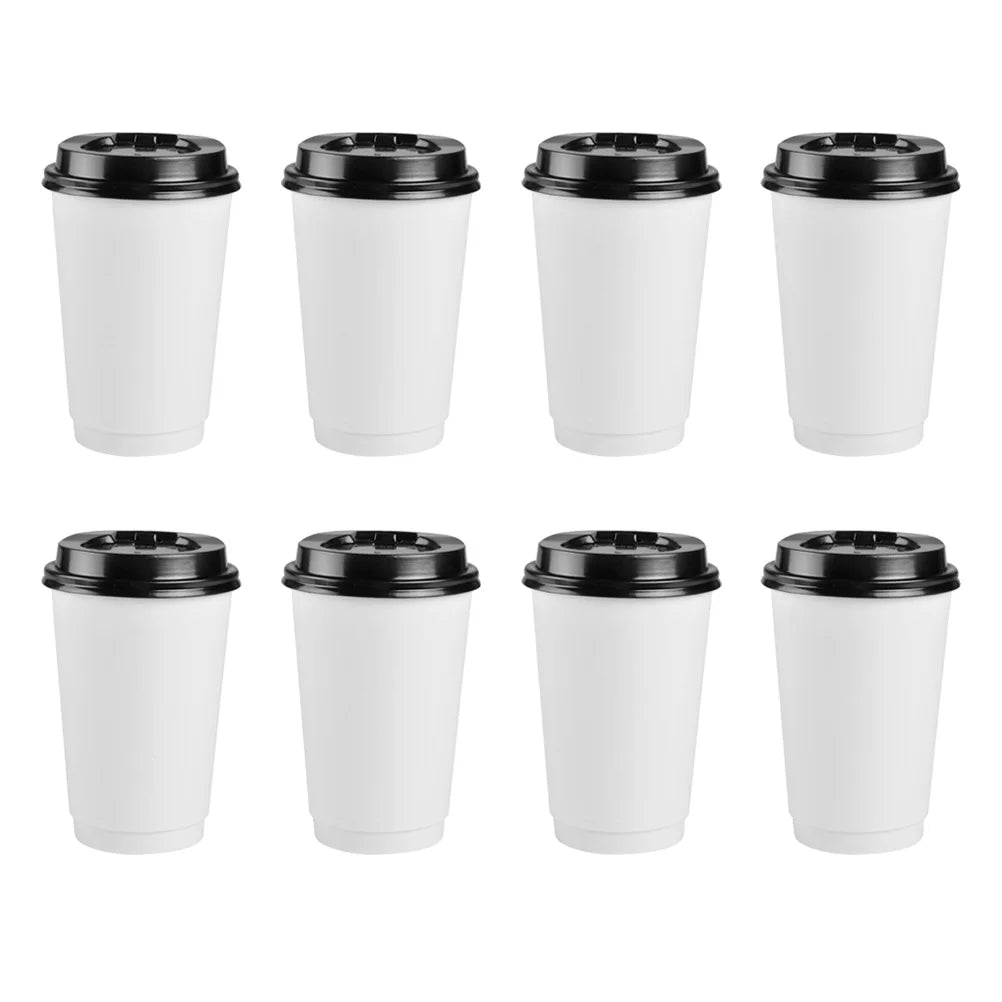 Tazze Da Caffè Usa E Getta Con Coperchio In Carta Kraft 50 Pezzi Per Ufficio Asporto