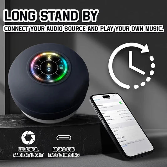 Altoparlante Bluetooth portatile wireless mini con LED, microfono e ventosa, impermeabile IPX4, ideale per viaggi, attività all'aperto e bagno