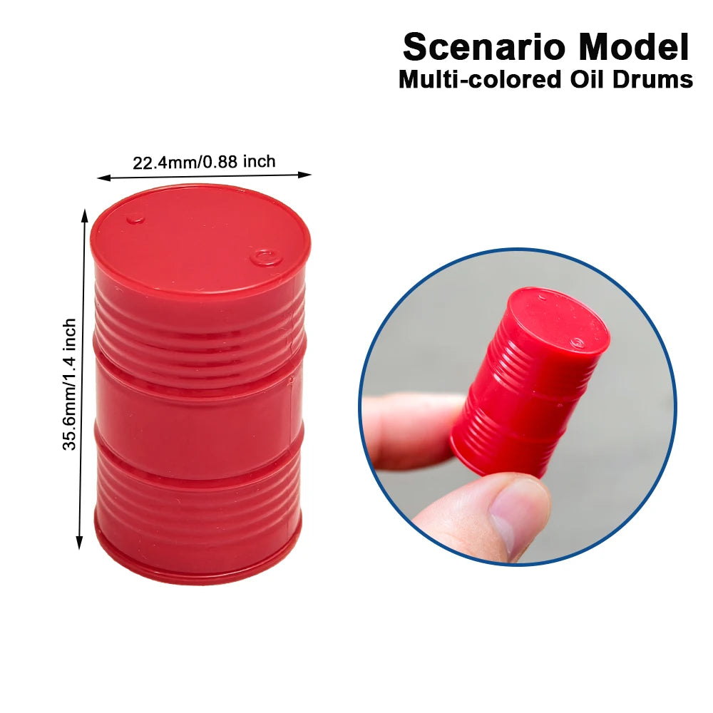 Set da 4 Contenitori in Miniatura Tamburo Dell'Olio in Resina per Diorama Camion e Scrivania