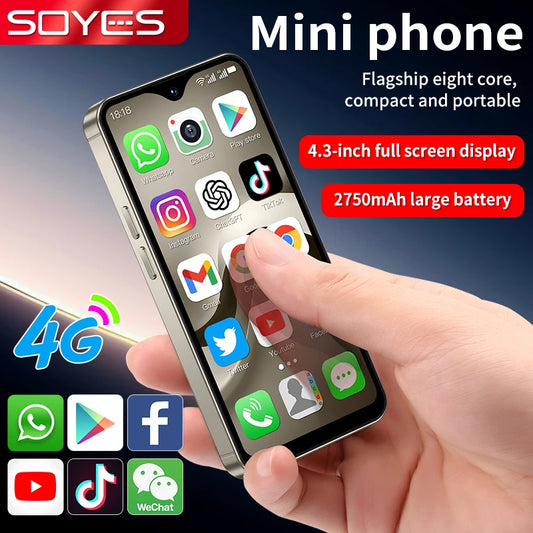 2026 SOYES F9 Max 4G Mini Smartphone 4.3" Android12 Octa-Core 6GB+128GB 2750mAh Tipo-C OTG Face ID WhatsApp BT Esperienza fluida