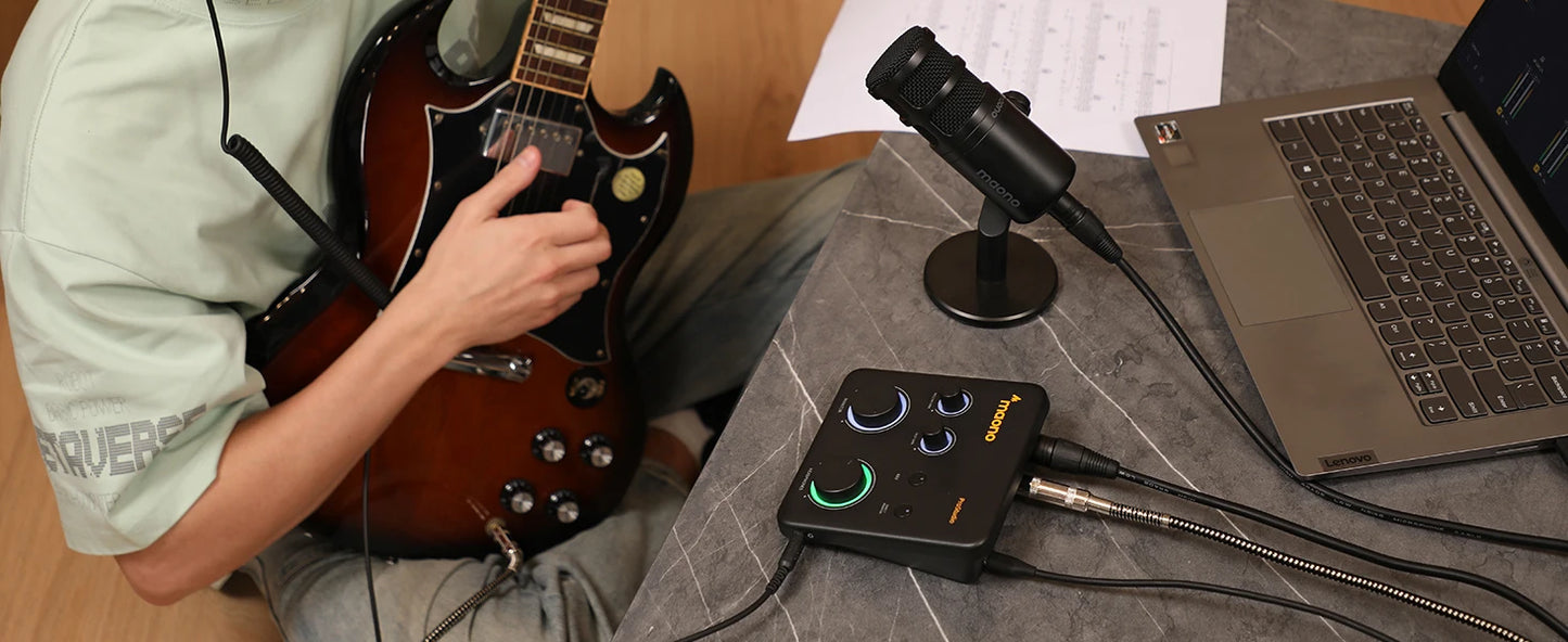 Interfaccia Audio USB MAONO PS22 Lite per PC, Ingresso XLR, 24-bit/192kHz, Software di Routing, Loopback ASIO per Registrazione Musica, Chitarra, DAW