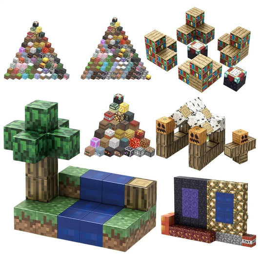 Vendita calda disponibile 300+ stili Minecrafte blocchi magnetici mattoni da costruzione MC bambini fai da te 2x2CM blocchi magnetici a 6 facce minifigure