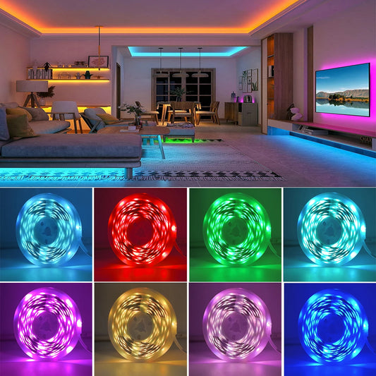 Strisce LED RGB Con Controllo App Nastro Flessibile 5m 10m 20m 30m Per Decorazione Camera Da Letto