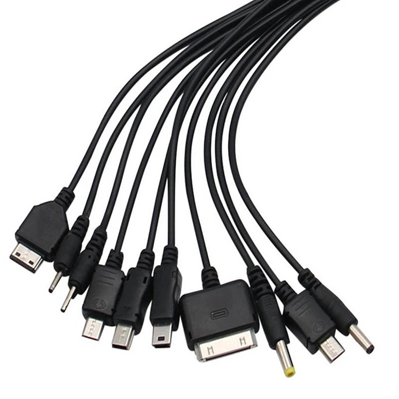 Cavo USB 10 in 1 con porte multiple, cavo di ricarica universale per telefono, cavo di ricarica per iPhone, Nokia, Sony, iPod.