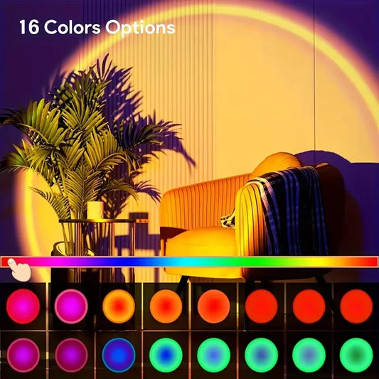 Proiettore Notturno Tramonto Con Telecomando Luce LED RGB Cangiante A 16 Colori Per Camera Da Letto