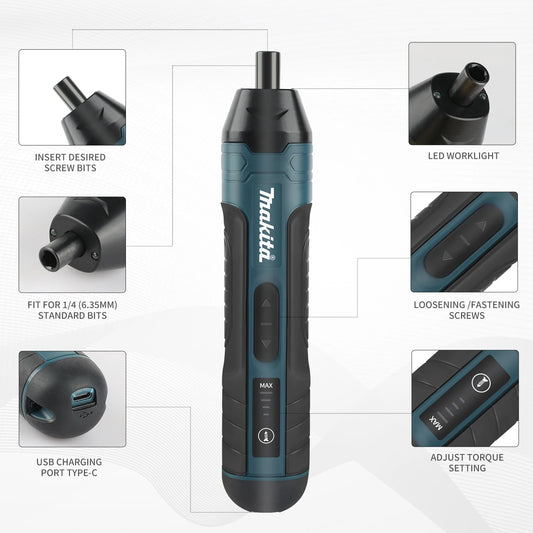 Cacciavite Elettrico Makita A Batteria Regolabile 1300 mAh Strumento Multifunzionale USB Per Smontaggio E Manutenzione