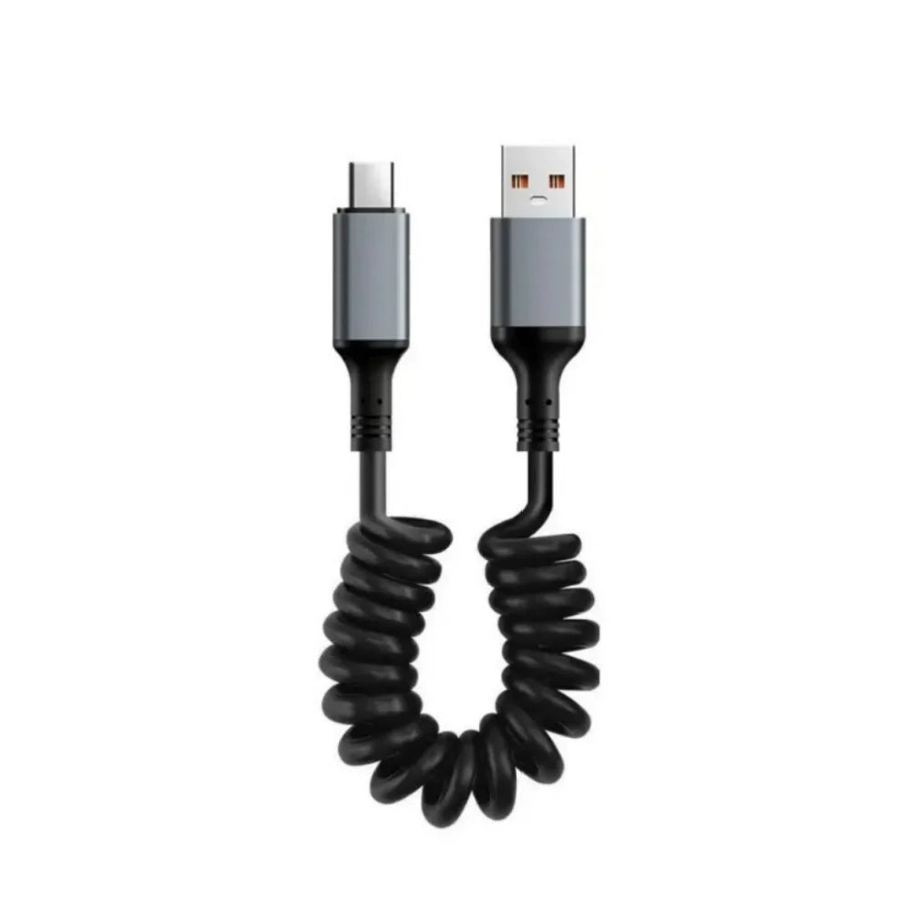 Cavo USB C a USB C 6A Retrattile a Molla per Ricarica Rapida da 25cm a 1M, Cavo Dati per Auto Compatibile con iPhone 16, Samsung, Xiaomi, Huawei