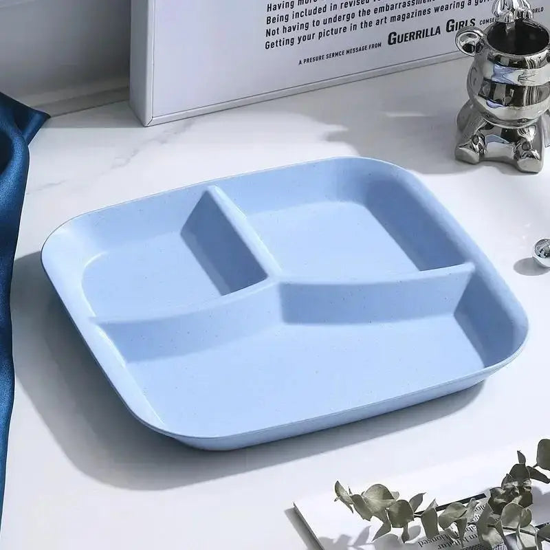 Piatto Quadrato In Plastica Con Tre Scomparti Per Pranzo Colazione Leggero Facile Da Lavare
