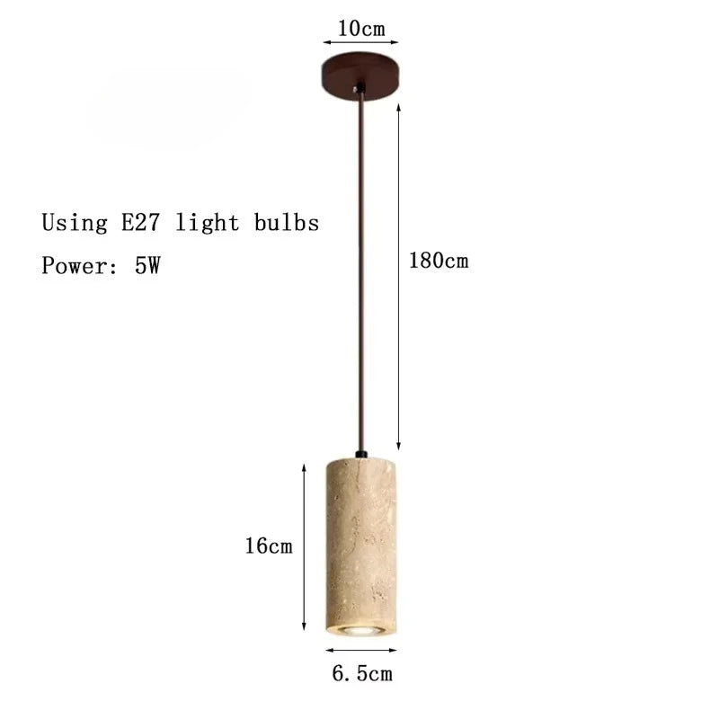 Lampada a Sospensione in Pietra Gialla Stile Giapponese Wabi Sabi per Camera da Letto e Bar