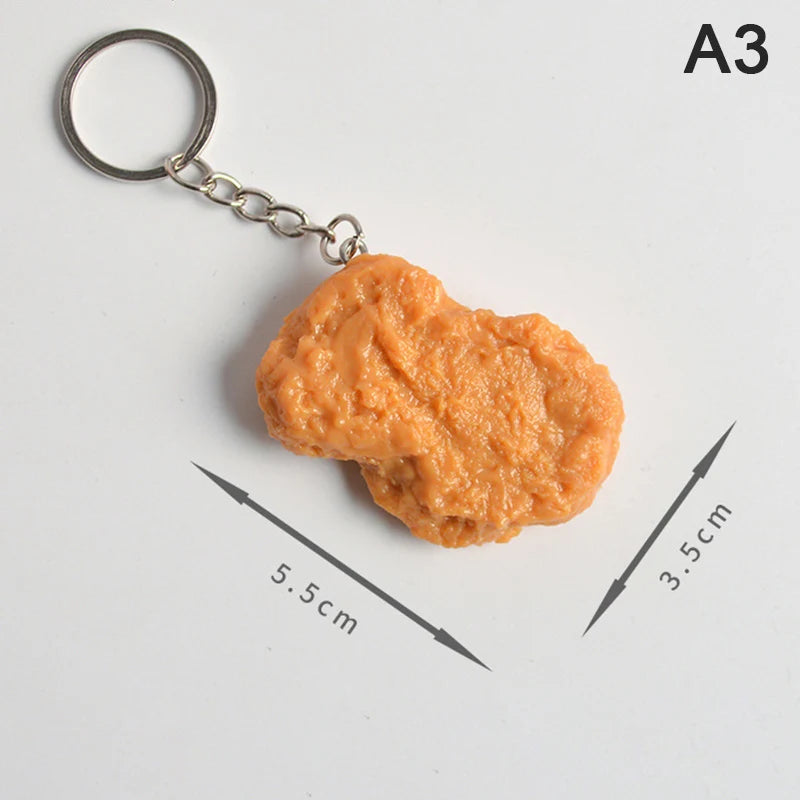 Portachiavi Con Cibo Imitato Pepite Fritte E Gamba Di Pollo Ciondolo Regalo Originale