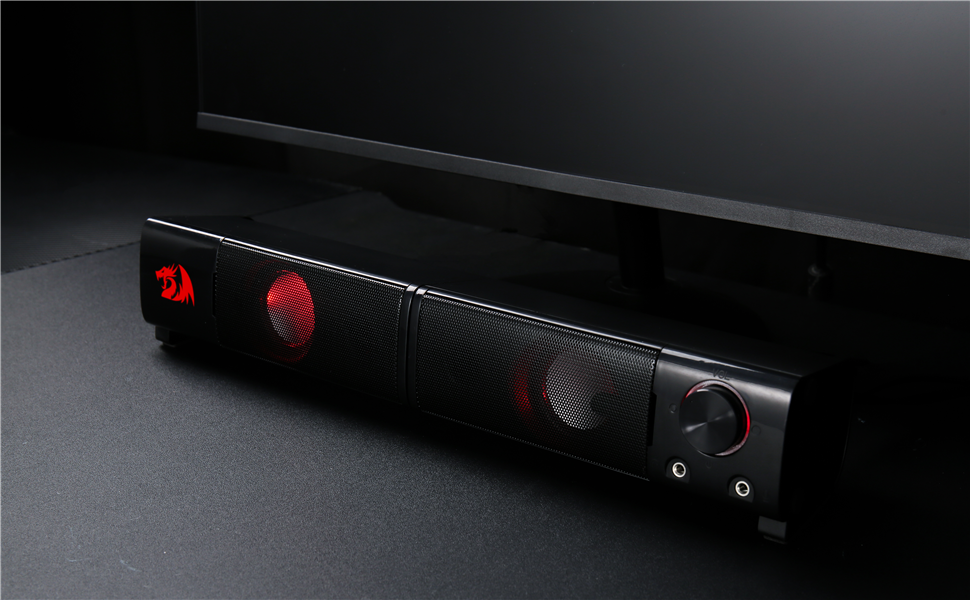 Redragon GS550 Barra Audio Per PC 2.0 Con Bassi Di Qualità E Retroilluminazione Rossa