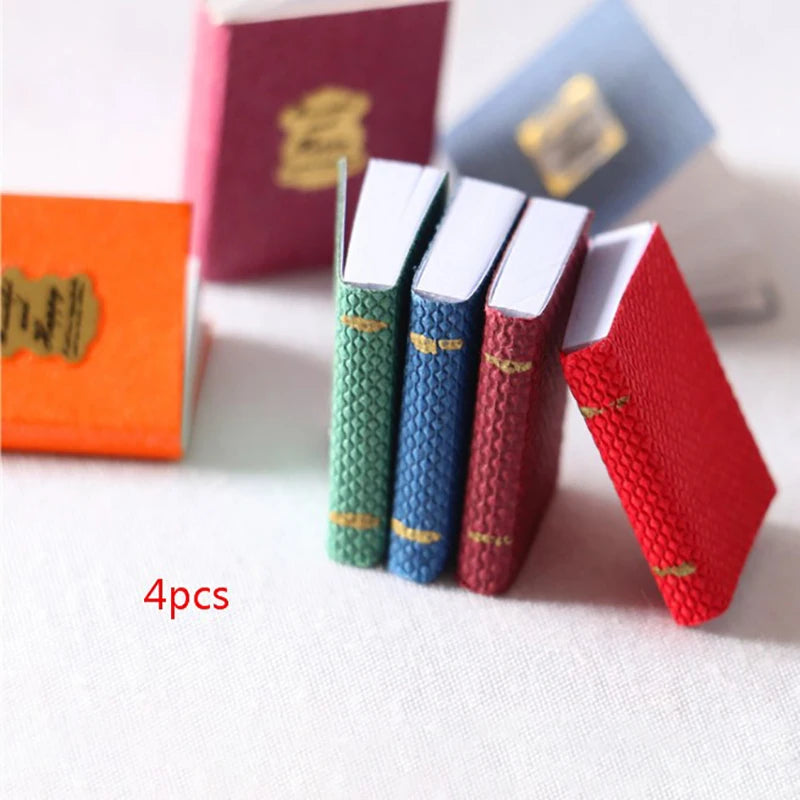 4 pz/set 1/12 casa delle bambole in miniatura Mini libri modello accessori per mobili divertente libreria libro da uomo piccolo