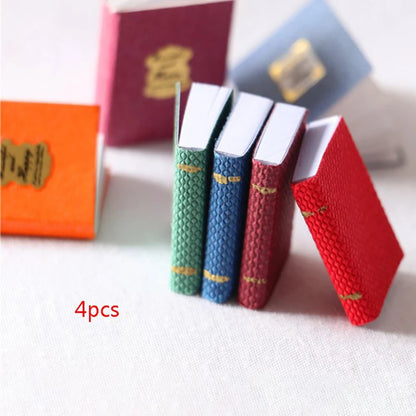 4 pz/set 1/12 casa delle bambole in miniatura Mini libri modello accessori per mobili divertente libreria libro da uomo piccolo