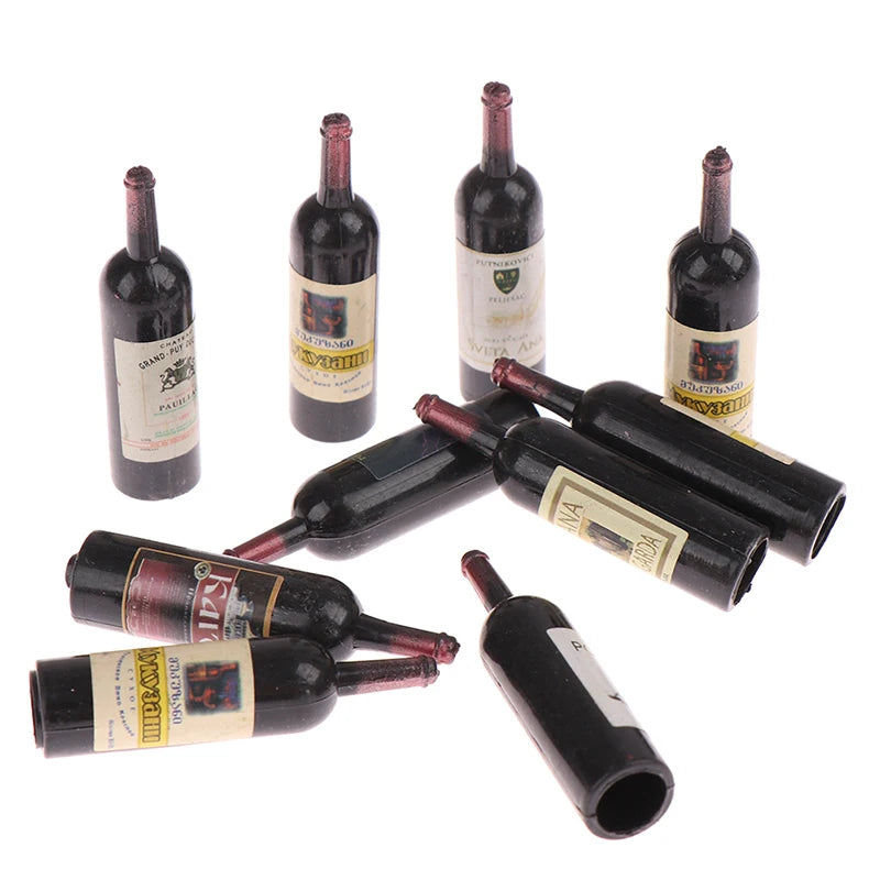 Set 10 Bottiglie di Vino in Miniatura per Casa delle Bambole in Scala 1 12 Accessori Arredo