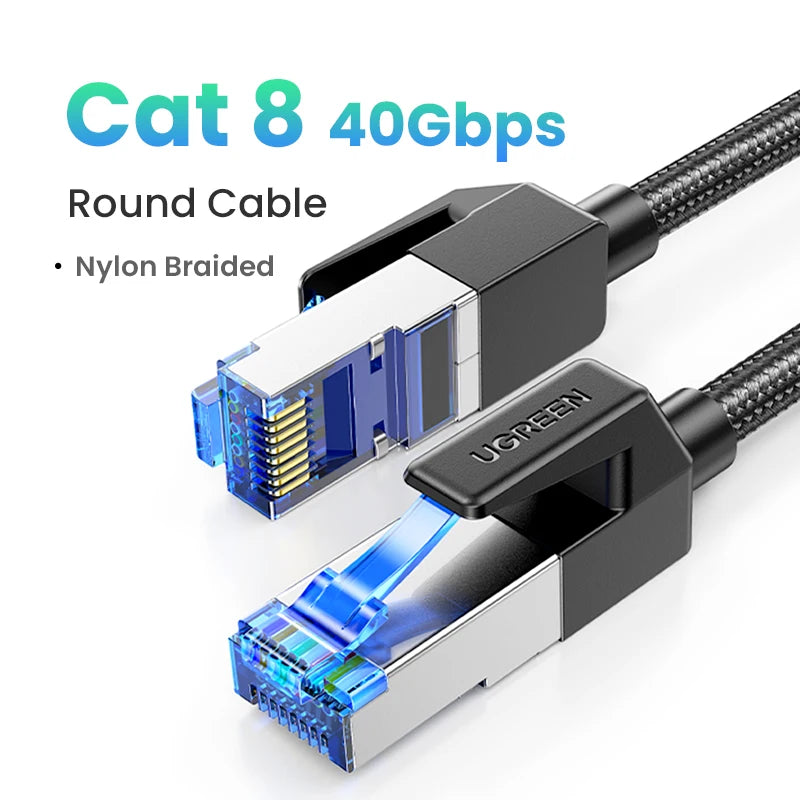 Cavo Ethernet UGREEN CAT8 40Gbps 2000MHz CAT 8 Cavo Lan Internet intrecciato in cotone per rete per PC portatile Cavo PS5 4 RJ45