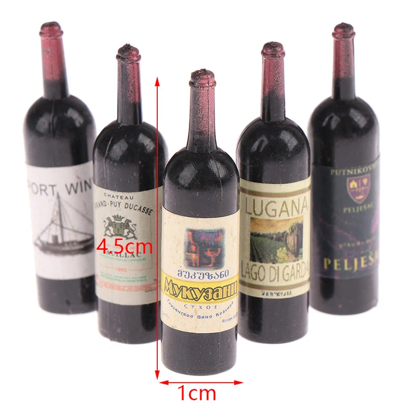 Set 10 Bottiglie di Vino in Miniatura per Casa delle Bambole in Scala 1 12 Accessori Arredo