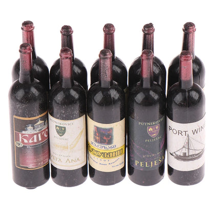Set 10 Bottiglie di Vino in Miniatura per Casa delle Bambole in Scala 1 12 Accessori Arredo