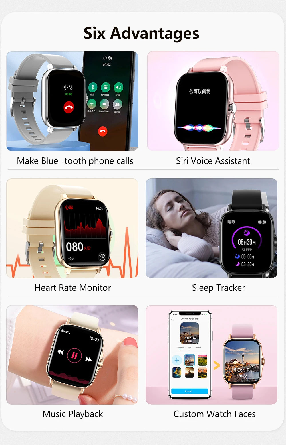 Smartwatch Colore 1,44 Pollici Con Chiamate Bluetooth E Monitoraggio Ossigeno Nel Sangue E Pressione Per Uomo E Donna
