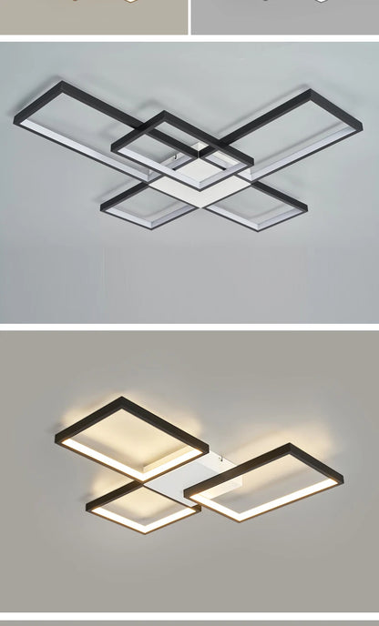 Plafoniera LED Moderna Dimmerabile Per Soggiorno E Camera Da Letto Finitura Nera O Dorata Illuminazione 2000 lm
