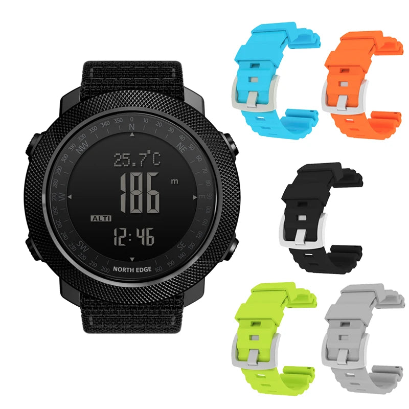 NORTH EDGE Sport da uomo Orologio digitale Ore Corsa Nuoto Esercito militare Orologi Altimetro Barometro Bussola impermeabile 50 m
