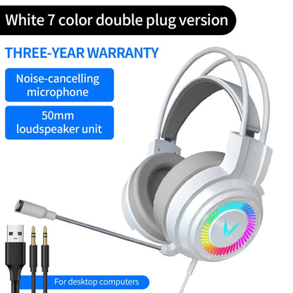 Cuffie Gaming 7.1 Surround Con Microfono Led Per PC Suono Chiaro Pieghevoli Comfort