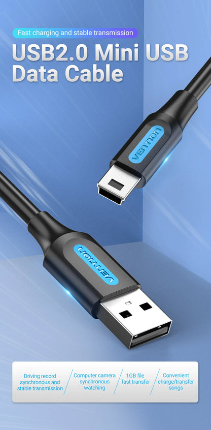 Vention Mini cavo USB ricarica rapida cavo dati da USB a Mini USB per fotocamera digitale HDD lettore MP3 MP4 DVR GPS Mini cavo USB 2.0
