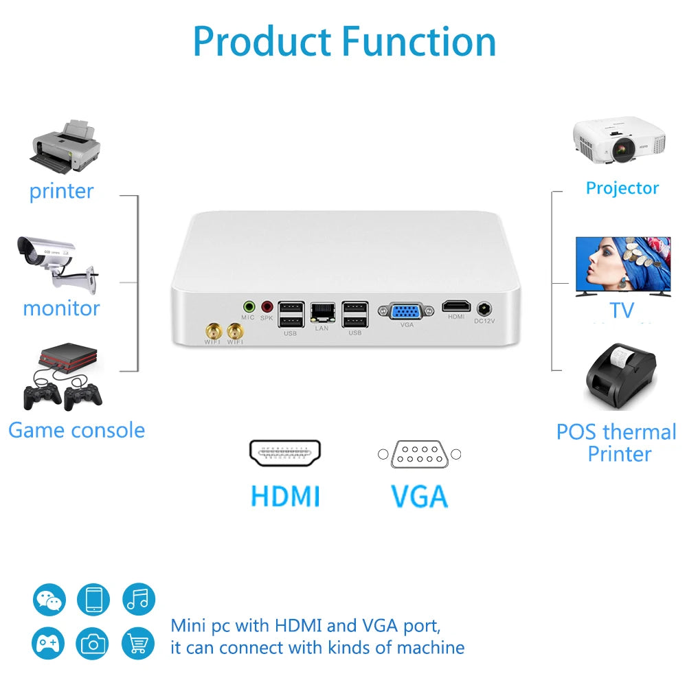 Mini PC HTPC Core i5 3317U 4200U Windows 10 ventola di raffreddamento 8G RAM DDR3L Mini Computer da gioco HDMI Wifi Office Home Desktop minipc
