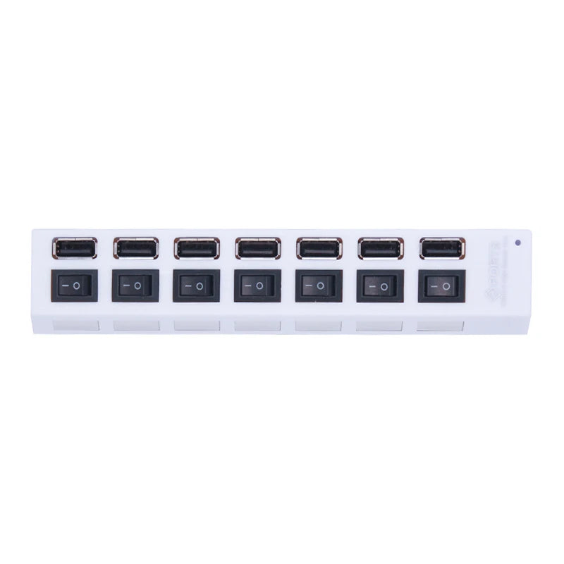 Hub Usb 2.0 a 7 Porte Con Alimentazione Esterna e Interruttore Espansore per Pc e Periferiche