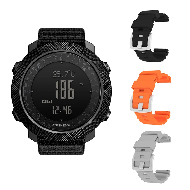 NORTH EDGE Sport da uomo Orologio digitale Ore Corsa Nuoto Esercito militare Orologi Altimetro Barometro Bussola impermeabile 50 m