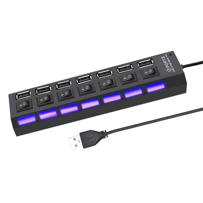 Hub Usb 2.0 a 7 Porte Con Alimentazione Esterna e Interruttore Espansore per Pc e Periferiche