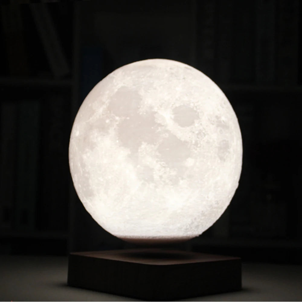 Lampada Lunare a Levitazione Magnetica 3D LED Notturna Galleggiante Rotante per Casa