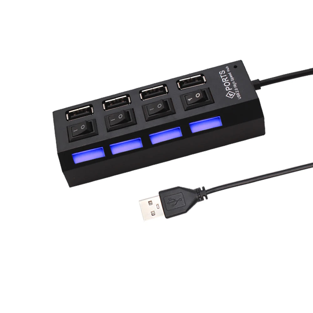 Hub Usb 2.0 a 7 Porte Con Alimentazione Esterna e Interruttore Espansore per Pc e Periferiche