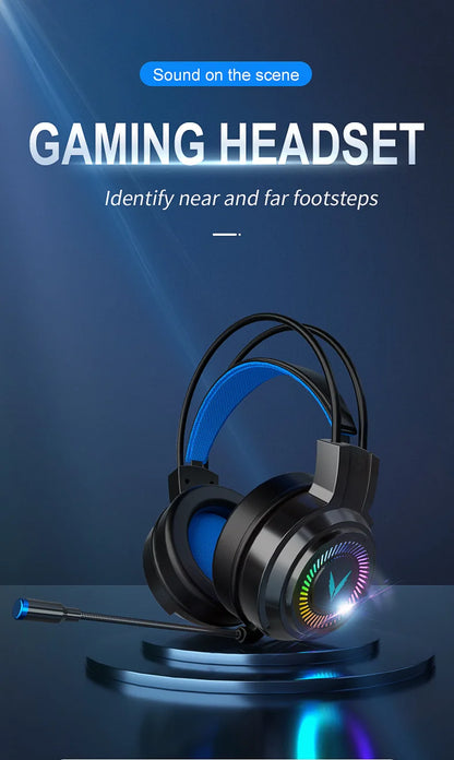 Cuffie Gaming 7.1 Surround Con Microfono Led Per PC Suono Chiaro Pieghevoli Comfort