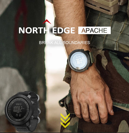 NORTH EDGE Sport da uomo Orologio digitale Ore Corsa Nuoto Esercito militare Orologi Altimetro Barometro Bussola impermeabile 50 m